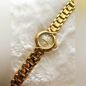 Fendi Gold Tone Watch Authentic Women Opal Face